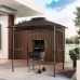 Barbecuepaviljoen in koffie 245 x 152 x 242 cm, BBQ-paviljoen met rookafvoer,